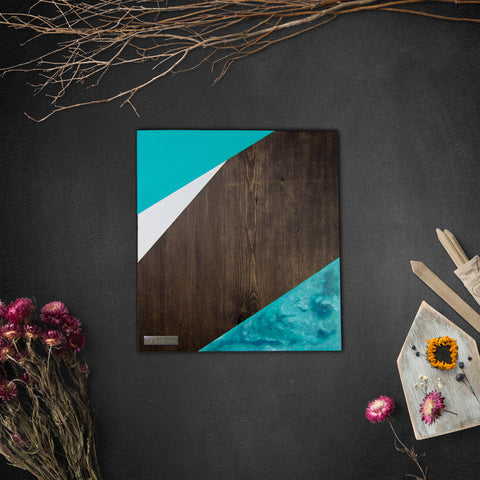 Geometric Wood Wall Art, Azure | Espresso
